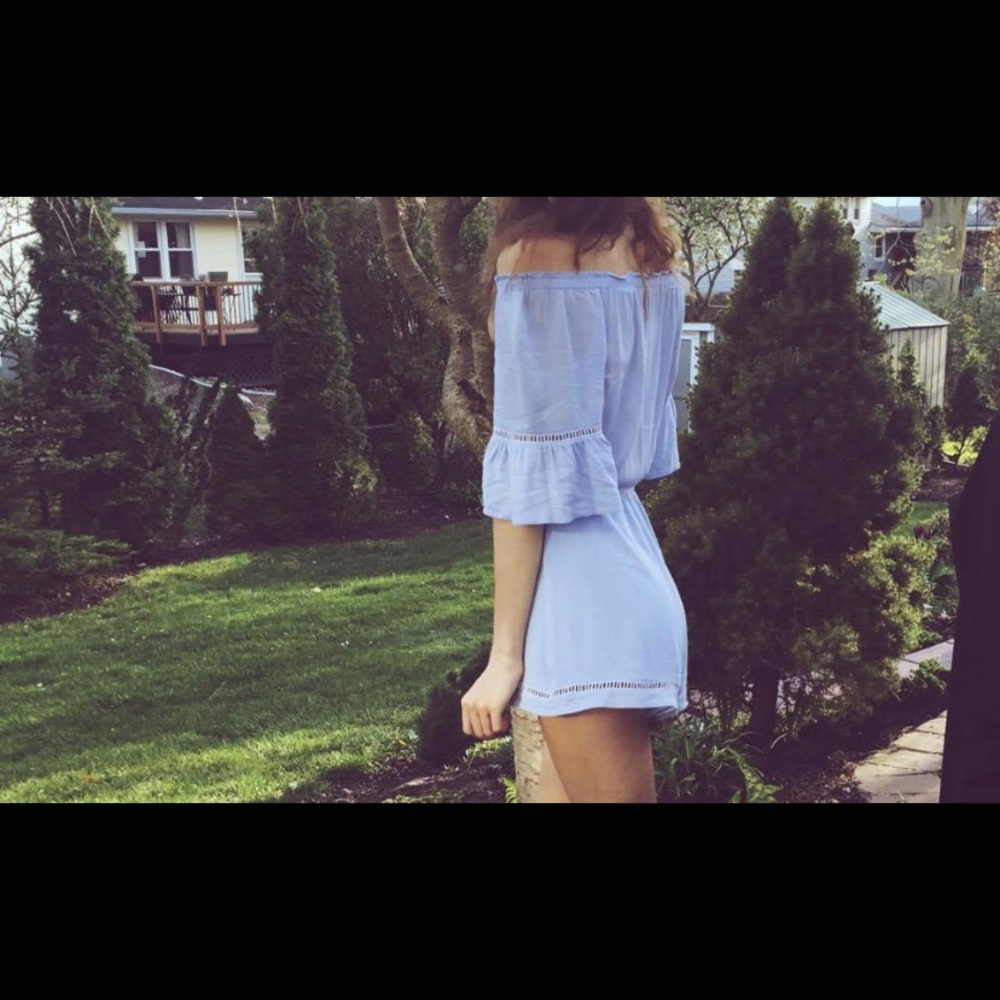 Baby Blue Off the Shoulder Romper